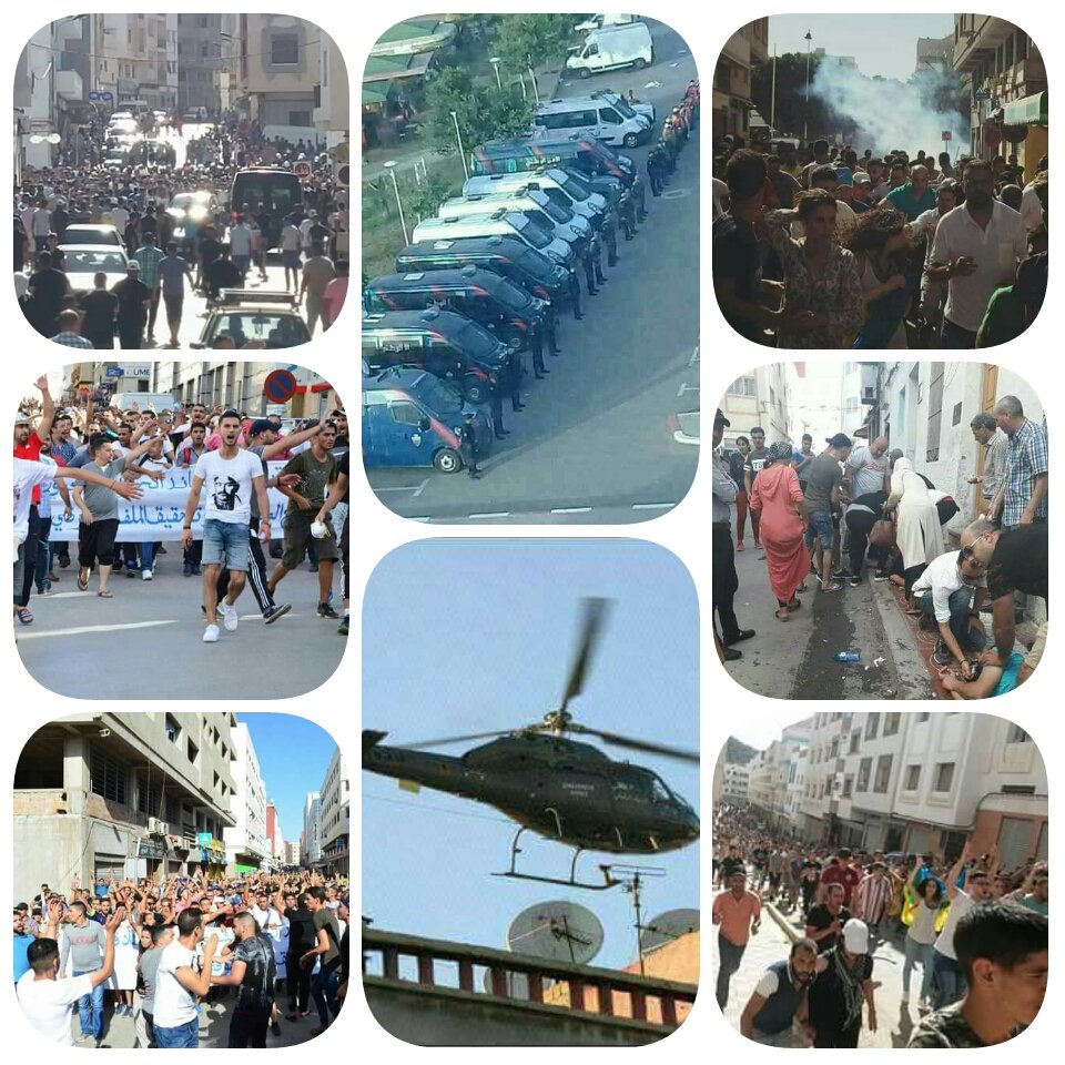 انطلاق مسيرة 20 يوليوز والقوات العمومية تستعمل القنابل المسيلة للدموع لتفريق المتظاهرين بشوارع الحسيمة