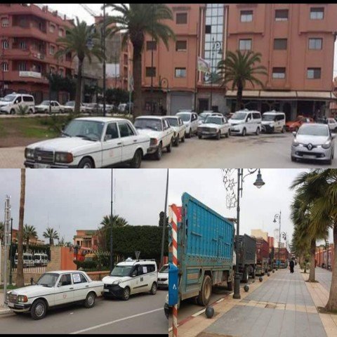 مهنيو “الطاكسيات” وشاحنات نقل الرمال والبضائع يدخلون في اضراب عام ويشلون حركة النقل بمدينة بركان