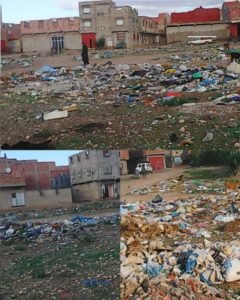 حي المسيرة وسط مدينة العيون الشرقية يفقد جماله بسبب تراكم الأوساخ والقاذورات نتيجة سوء تسييرالمجلس البلدي