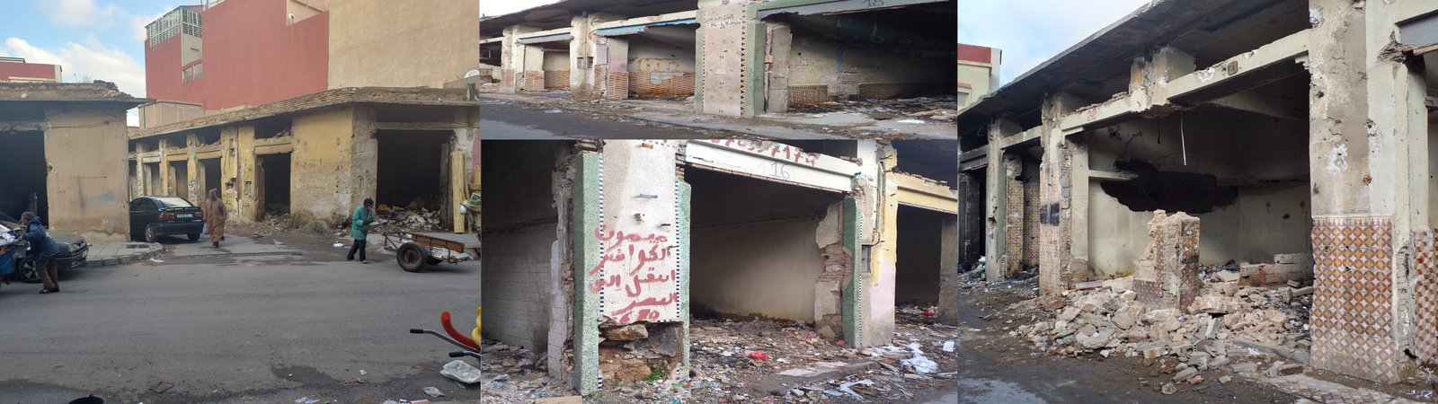 دكاكين وسط مدينة وجدة تتحول إلى مكان رعب وقلق ووكر للمنحرفين بعد هدمها من طرف السلطات
