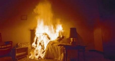 تشعل النار في زوجها بسبب كثرة استخدامه للهاتف - www.sabahachark.com