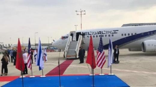 تل أبيب..لحظة إقلاع طائرة الوفد الأمريكي-الإسرائيلي من مطار بن غوروين، في اتجاه المغرب