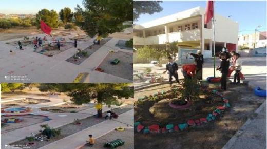 وتستمر مبادرة إبداع الأطر التربوية في تزيين فضاء مدرسة المطار بالعيون الشرقية