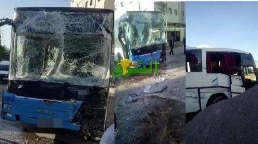 حادث اصطدام بين حافلتين بالقرب من كلية سلوان يُسفرعن إصابات