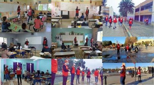 منظمة الهلال الأحمر فرع بركان تنظم حملة تحسيسية لتلاميذ مدرسة الإمام علي حول الوقاية من جائحة كوفيد 19