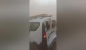 بسبب عاصفة رملية حادث سير على الطريق الرابطة بين وجدة والعيون الشرقية .