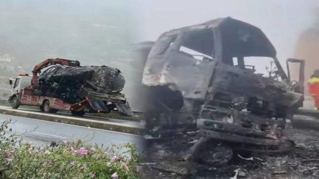 فاجعة تافوغالت.. النيران تلتهم شاحنة صهريجية وتنهي حياة سائقها في “منعرجات الموت”