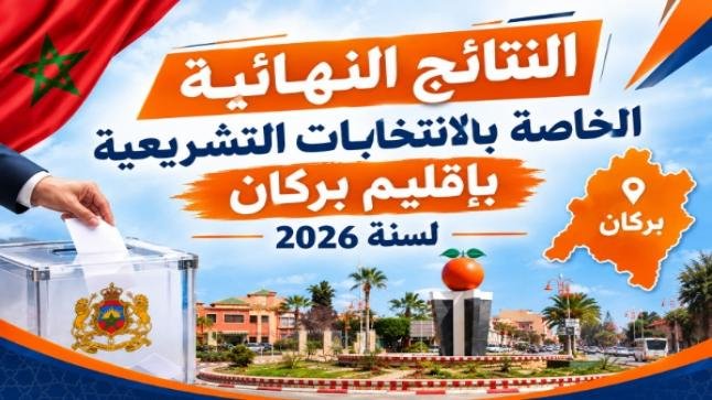 النتائج النهائية الانتخابات التشريعية 2026 بإقليم بركان بعد فرز (100 %) من مجموع مكاتب التصويت