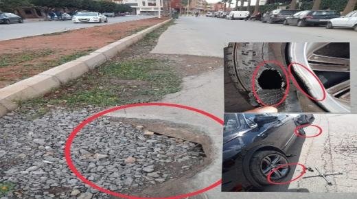 سقوط سيارة داخل حفرة عميقة يثير سخط مواطنين ببركان