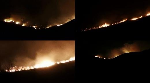 حريق بغابة بجماعة رسلان(بني عثمان) قيادة تافوغالت بإقليم بركان