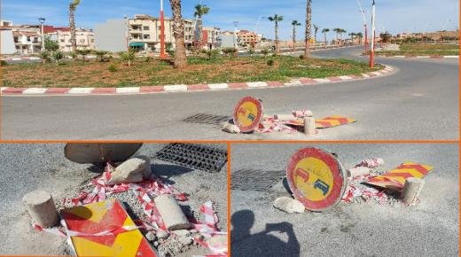 “روكار” بالقرب من الحاجز الأمني بطريق وجدة بمدخل مدينة بركان في المدار الطرقي يشكل خطرا على السائقين…!!!