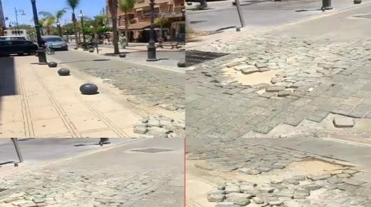 طريق مهترئة تشكل خطرا على مستعمليها بشارع الذهب ببركان..!!