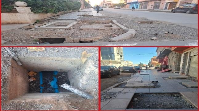 من زنقة 20 غشت بالحي الحسني ببركان إلى قاعة 11 يناير… أوراش متعثرة وسلامة مهددة تشوّه المشهد الحضري…!!!