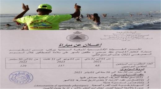 إعلان عن تنظيم مباراة لإختيار سباحين منقذين موسميين برسم 2021 بالسعيدية